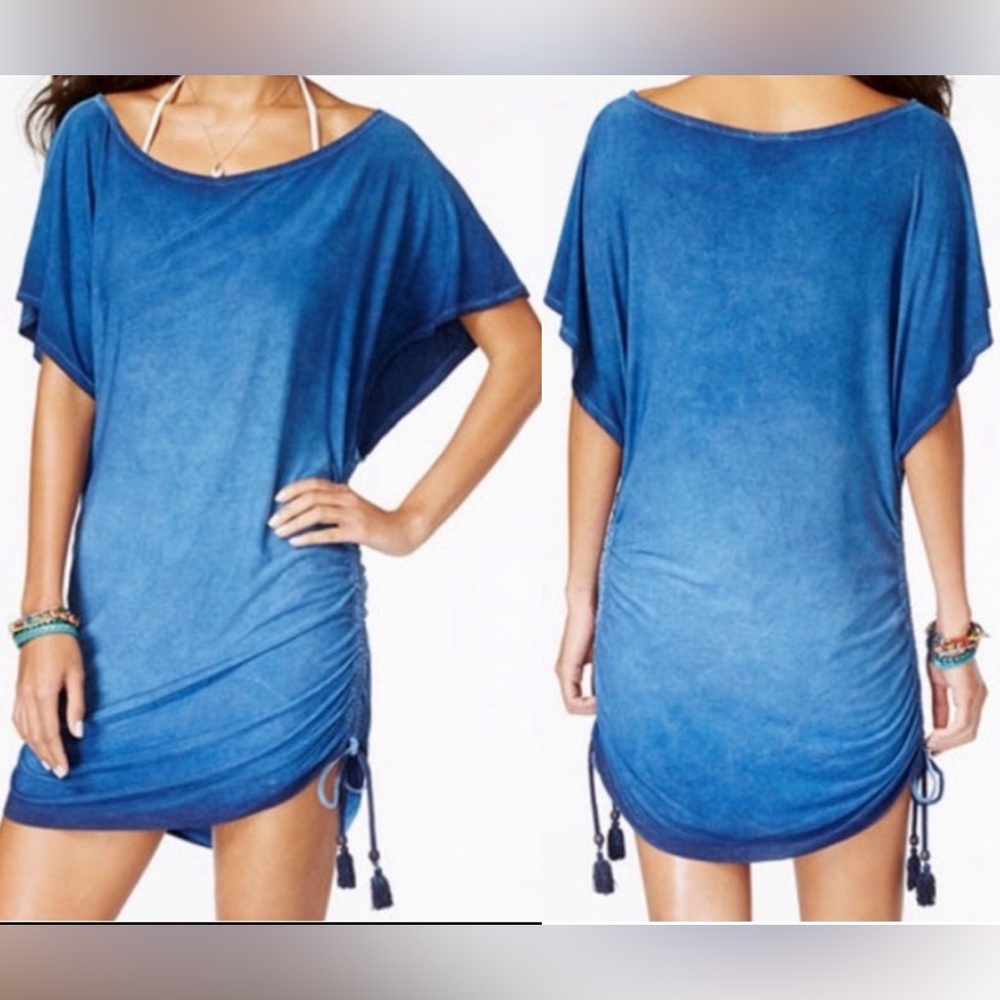 Lucky Brand Blue Swimwear Cover Up Tunic Dress